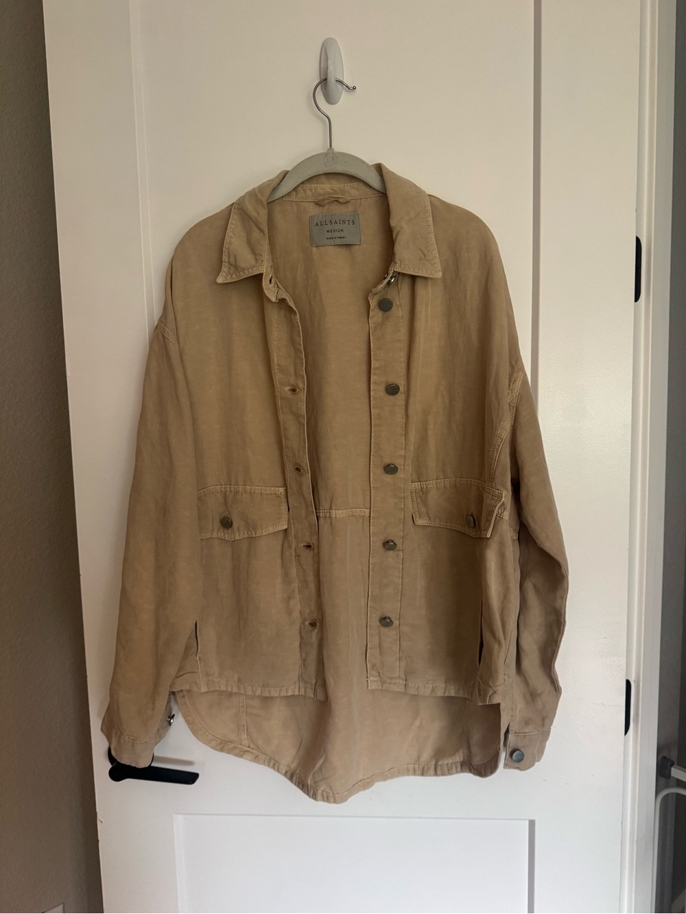 All Saints Beige Lightweight Shirt Jacket - Picture 1 of 4